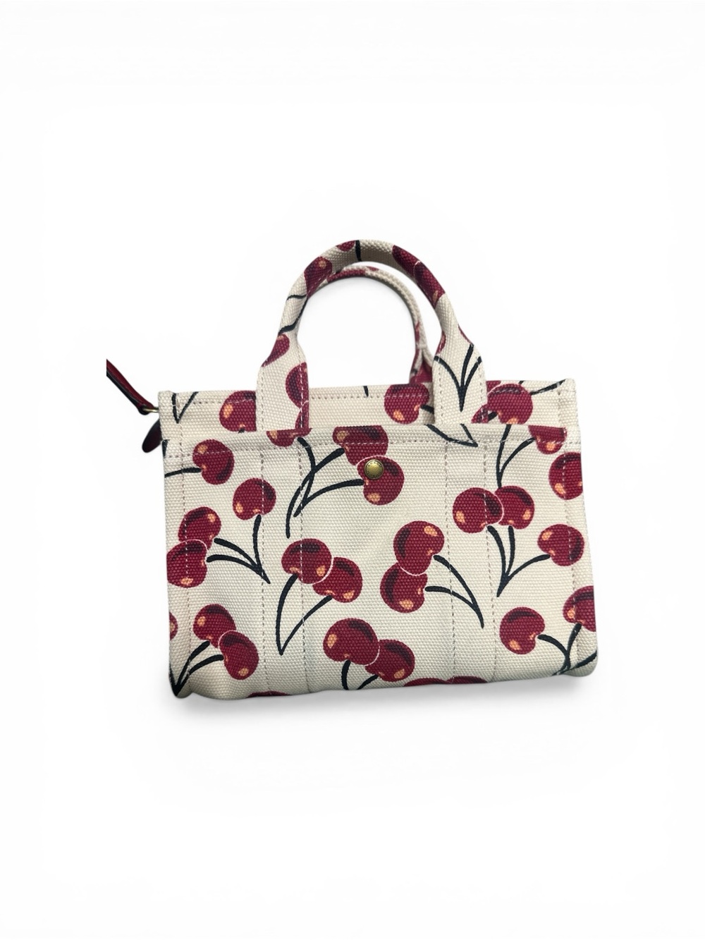 Coach White Cherry-Print Mini Tote with Removable Red Strap - Picture 5 of 14